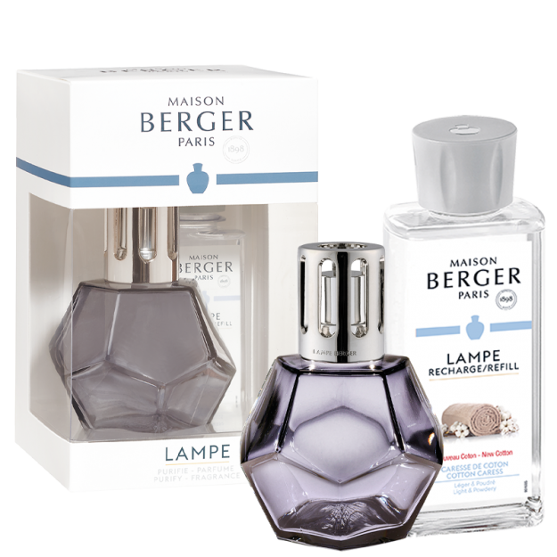 Lampe Berger Set Geometry Grau - Zarte Baumwollblüte